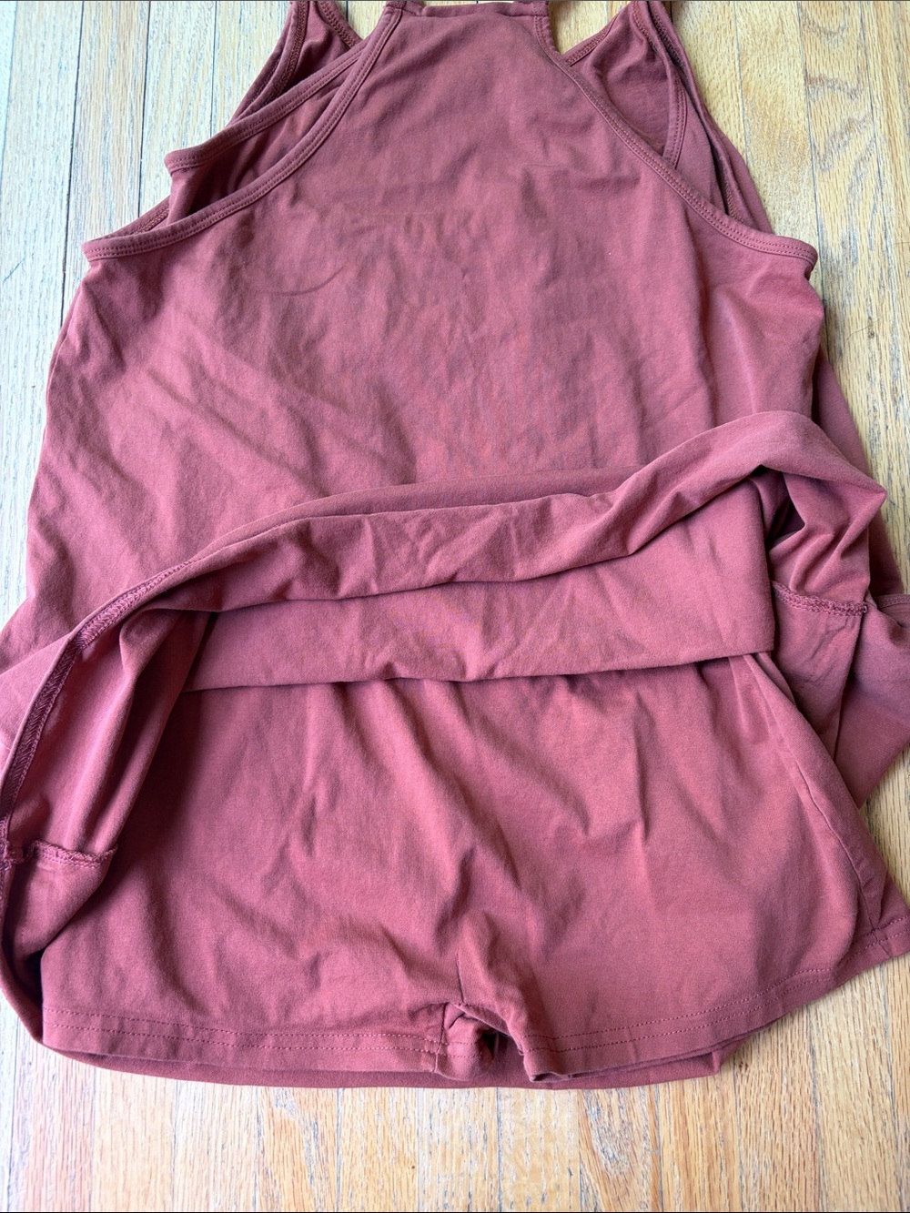 Women's Rust Pocket Tank Dress - Casual Everyday Layering - Picture 3 of 4